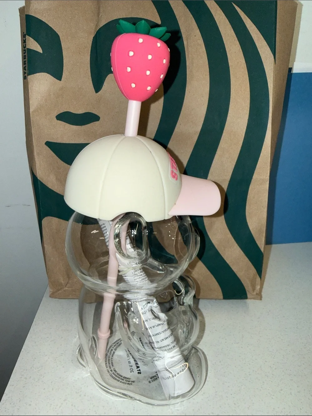 AUTHENTIC 2026 Starbucks Bearista Bear Cup Strawberry Pink Baseball Hat NEW